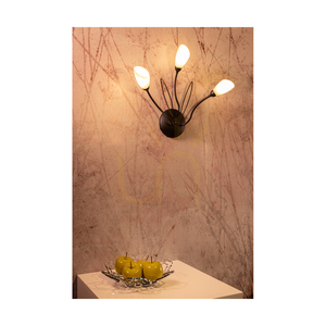 Gloriosa Wall Sconce, 3xG9, Max. 6W LED, Black Metal/White Glass Shade, 46 cm small 1