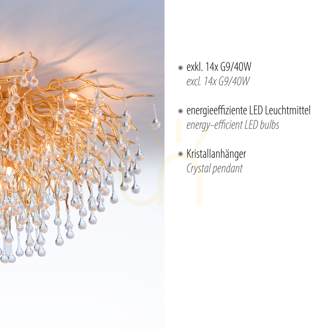 Display ICICLE 8092-11 Ceiling Light, Brass, 14xG9 ICICLE 8092-11 Ceiling Light, Brass, 14xG9