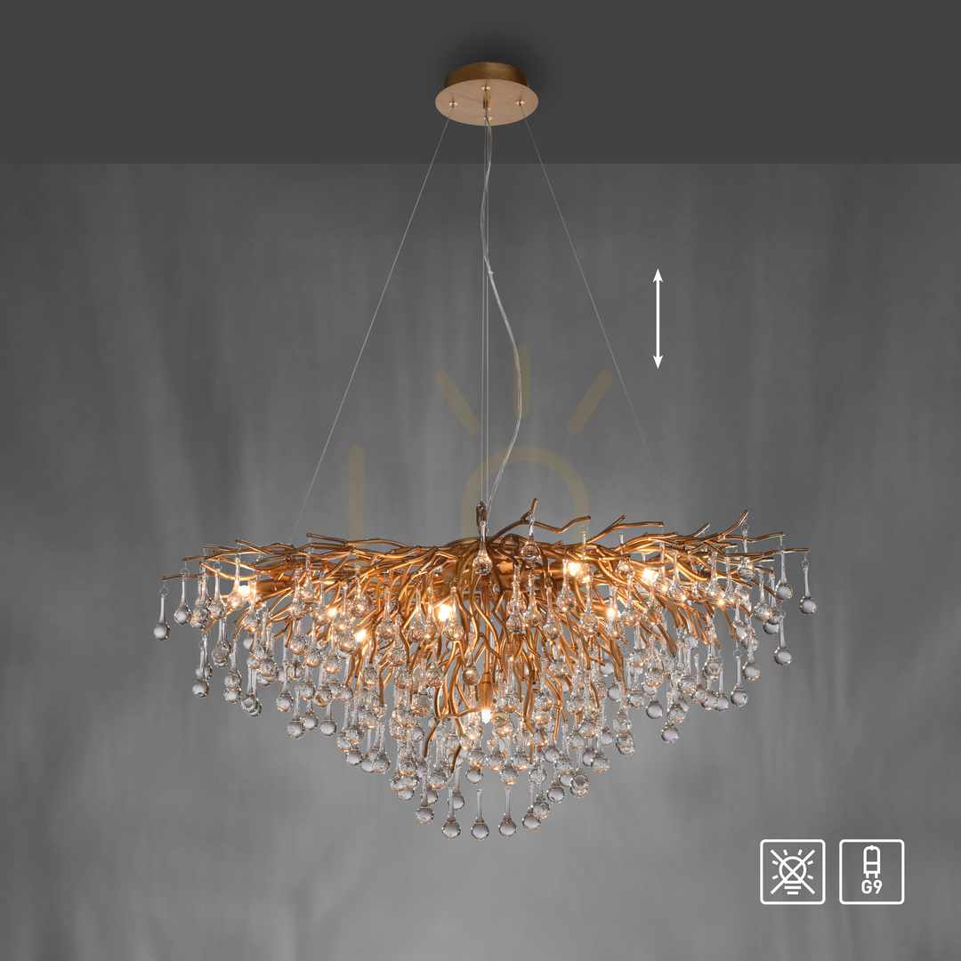 Display ICICLE 2192-11 Brass Pendant Light, 10xG9 ICICLE 2192-11 Brass Pendant Light, 10xG9