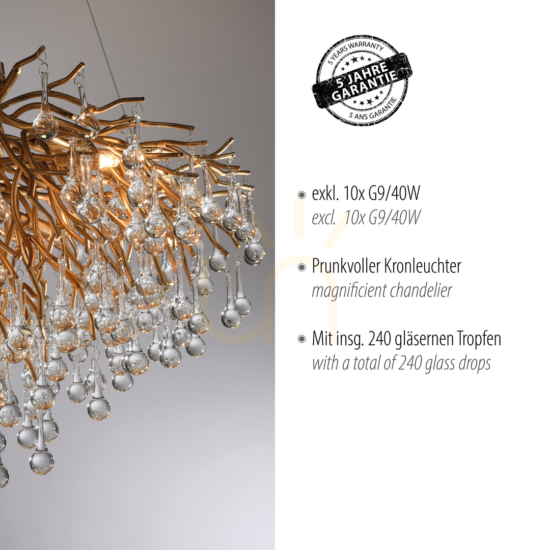 Show ICICLE 2192-11 Brass Pendant Light, 10xG9 ICICLE 2192-11 Brass Pendant Light, 10xG9