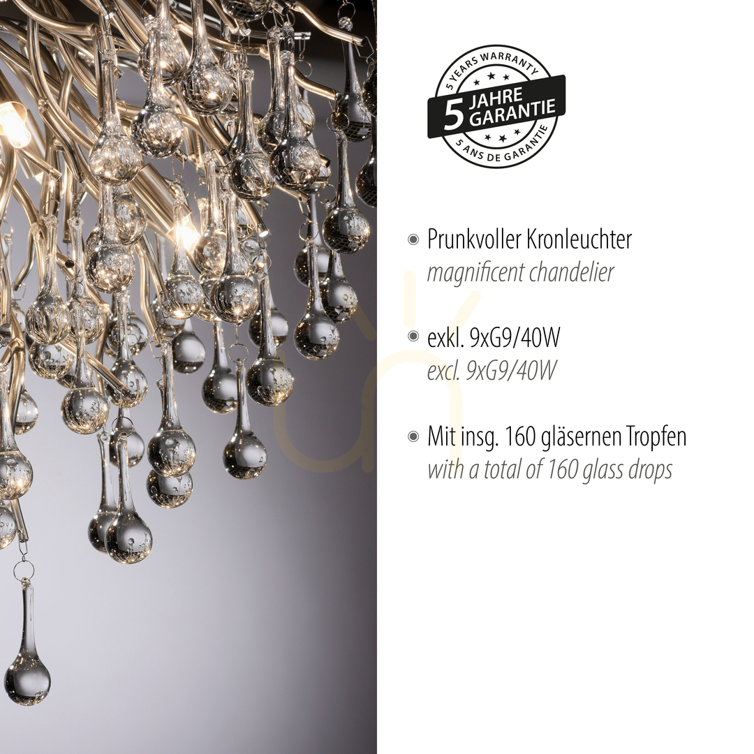 Show ICICLE 8091-55 Silver Ceiling Light, 9xG9 ICICLE 8091-55 Silver Ceiling Light, 9xG9