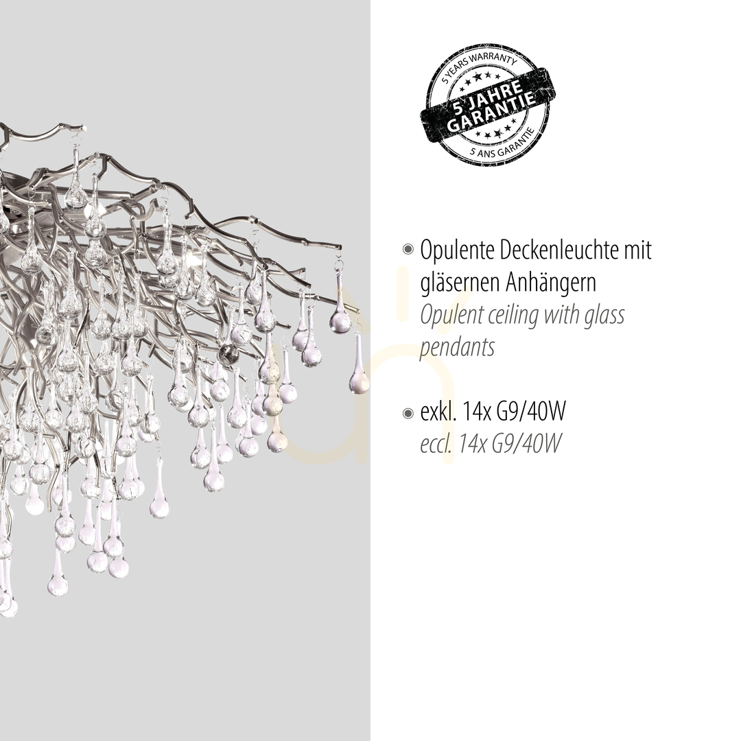 Show ICICLE 8092-55 Silver Ceiling Light, 14xG9 ICICLE 8092-55 Silver Ceiling Light, 14xG9