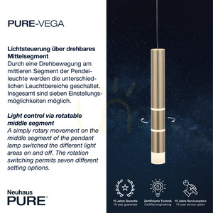PURE-VEGA 2211-60 Brass 4xLED Pendant Light small 3