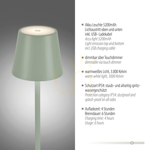 EURIA 19250-43 Green 1xLED Table Lamp small 3