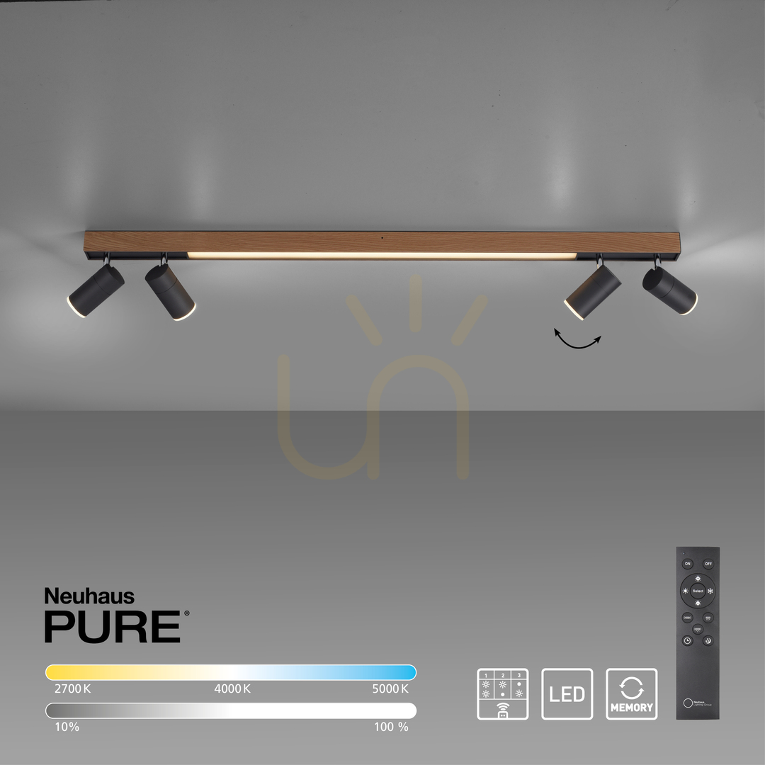 Display PURE-LINES 6121-79 Ceiling Light, Wood Finish, 5xLED PURE-LINES 6121-79 Ceiling Light, Wood Finish, 5xLED