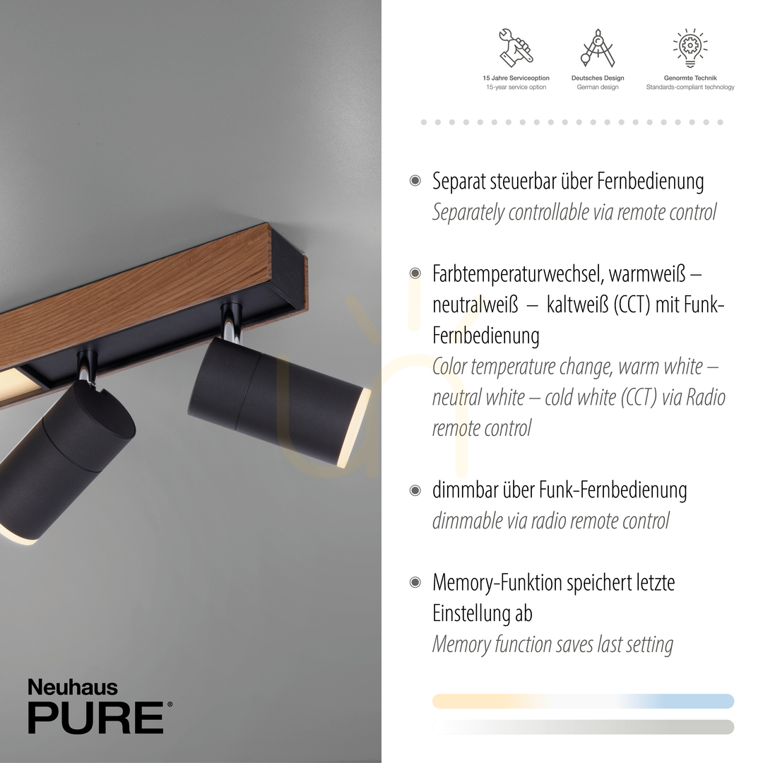 Display PURE-LINES 6121-79 Ceiling Light, Wood Finish, 5xLED PURE-LINES 6121-79 Ceiling Light, Wood Finish, 5xLED