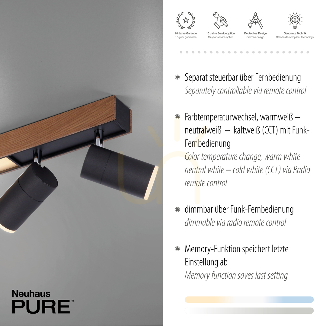 Show PURE-LINES 6121-79 Ceiling Light, Wood Finish, 5xLED PURE-LINES 6121-79 Ceiling Light, Wood Finish, 5xLED