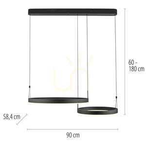 ESKO 2360-18 Black 2xLED Pendant Light small 8