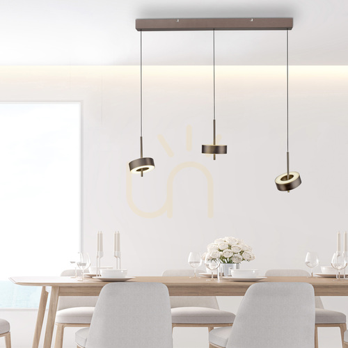 Check Paul Neuhaus Q-ROTATE 2248-34 LED pendant light, brown, 3-light, 95 cm