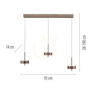 Q-ROTATE 2248-34 Brown 3xLED Pendant Light small 8