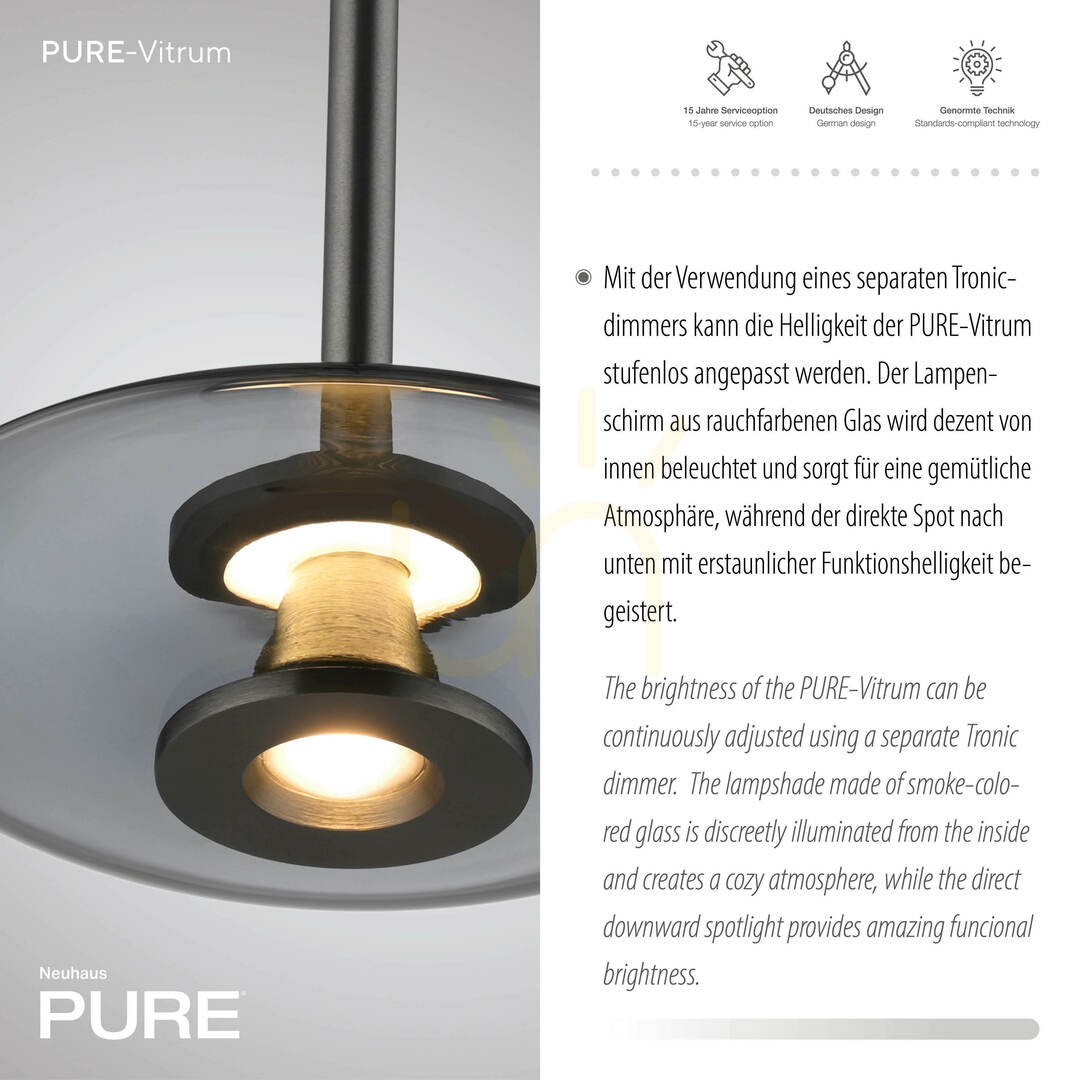Display PURE VITRUM 2053-15 Gray 2xLED Pendant Light PURE VITRUM 2053-15 Gray 2xLED Pendant Light