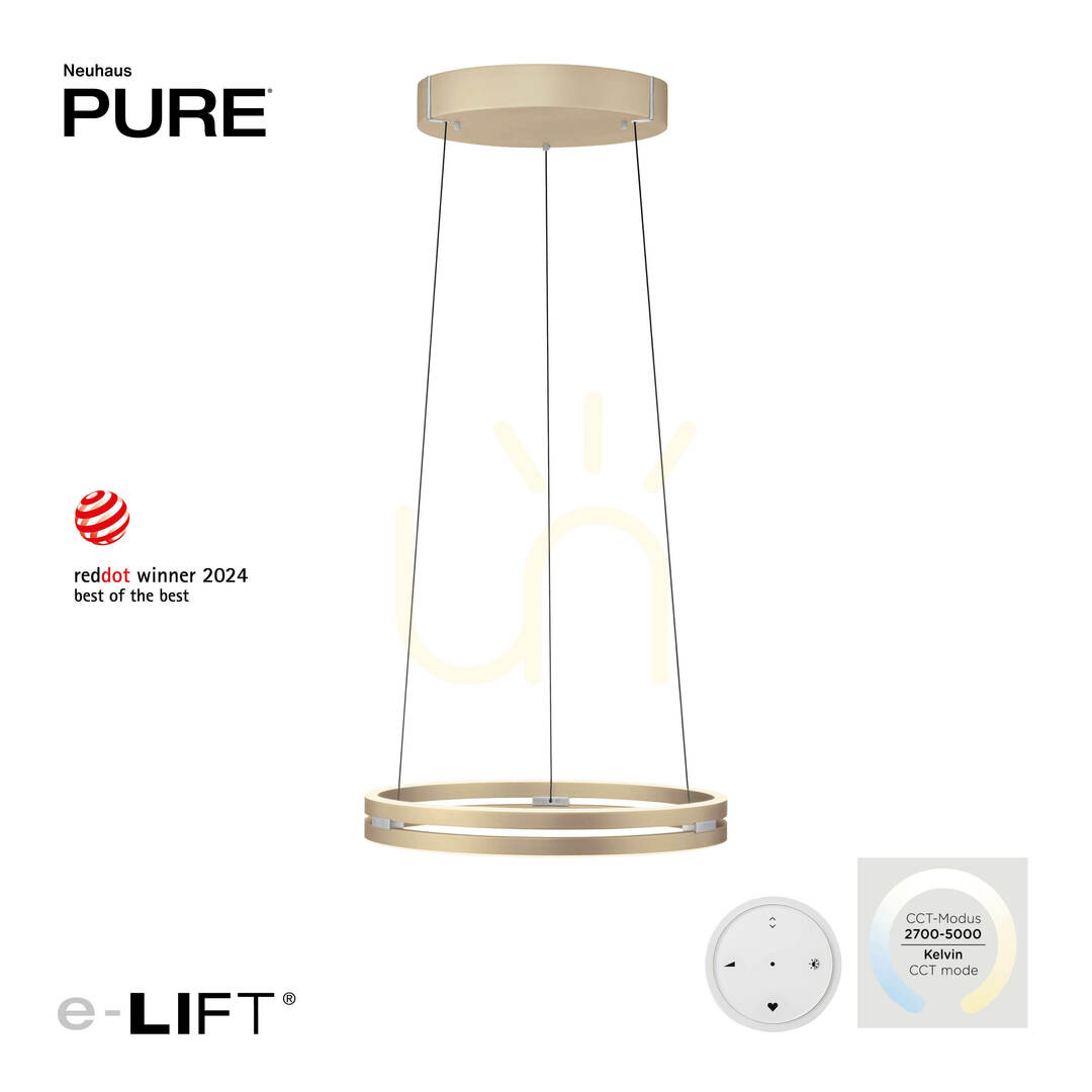 View PURE E-LOOP 2550-60 Brass 2xLED Pendant Light PURE E-LOOP 2550-60 Brass 2xLED Pendant Light