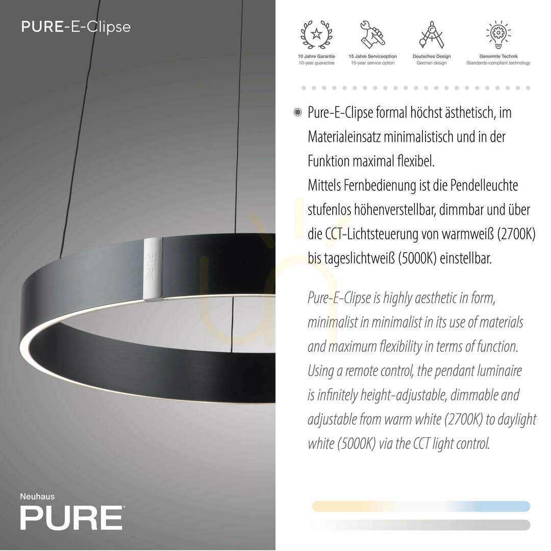 Show PURE E-CLIPSE 2560-15 Gray 2xLED Pendant Light PURE E-CLIPSE 2560-15 Gray 2xLED Pendant Light