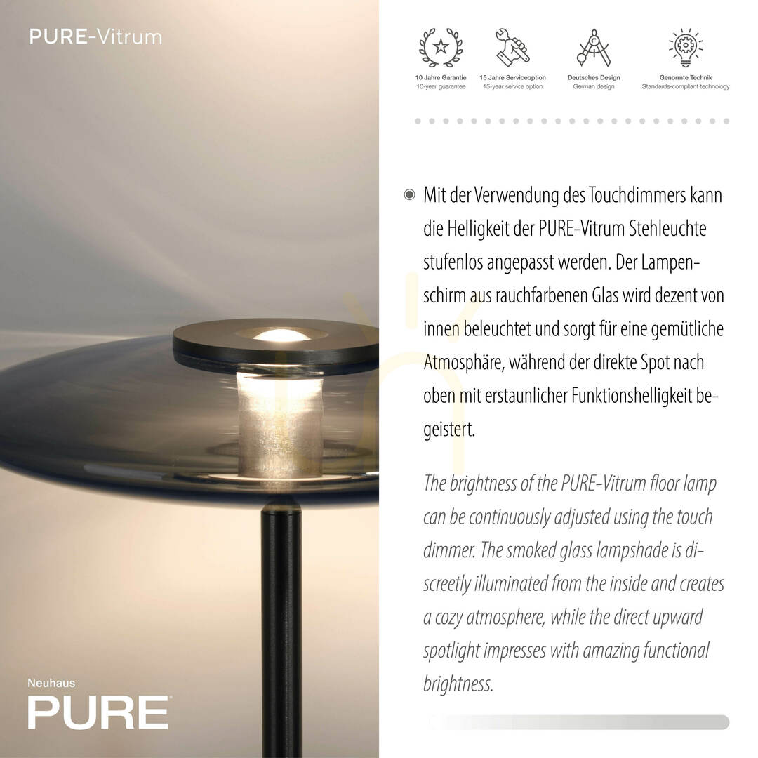 Show PURE VITRUM 481-15 Floor Lamp, Gray, 2xLED PURE VITRUM 481-15 Floor Lamp, Gray, 2xLED