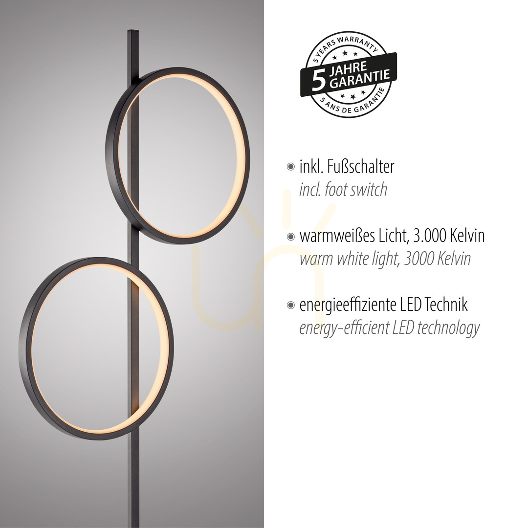 Show MINI RITUS 15396-18 Floor Lamp, Black, 2xLED MINI RITUS 15396-18 Floor Lamp, Black, 2xLED