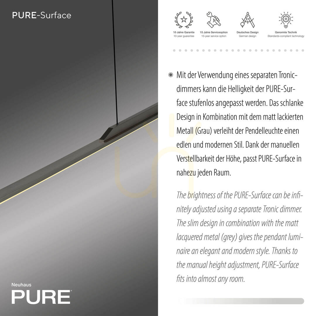 Show PURE SURFACE 2301-15 Gray 1xLED Pendant Light PURE SURFACE 2301-15 Gray 1xLED Pendant Light