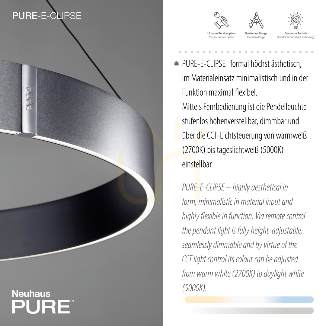 Display PURE E-CLIPSE 2561-15 Gray 2xLED Pendant Light PURE E-CLIPSE 2561-15 Gray 2xLED Pendant Light