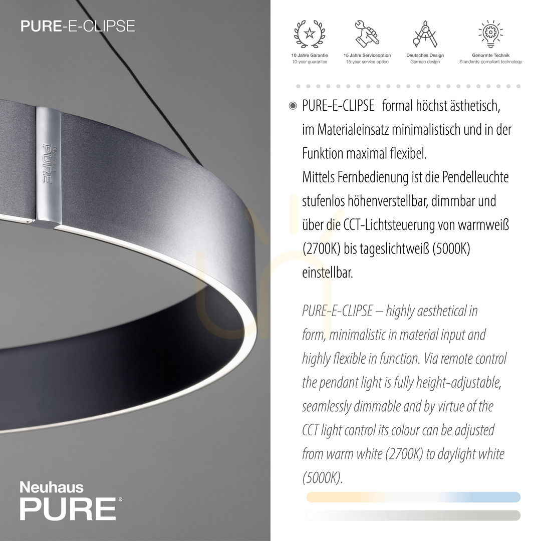 Show PURE E-CLIPSE 2561-15 Gray 2xLED Pendant Light PURE E-CLIPSE 2561-15 Gray 2xLED Pendant Light