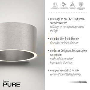 PURE CLIPSE 8561-95 Silver 2xLED Wall Sconce small 3