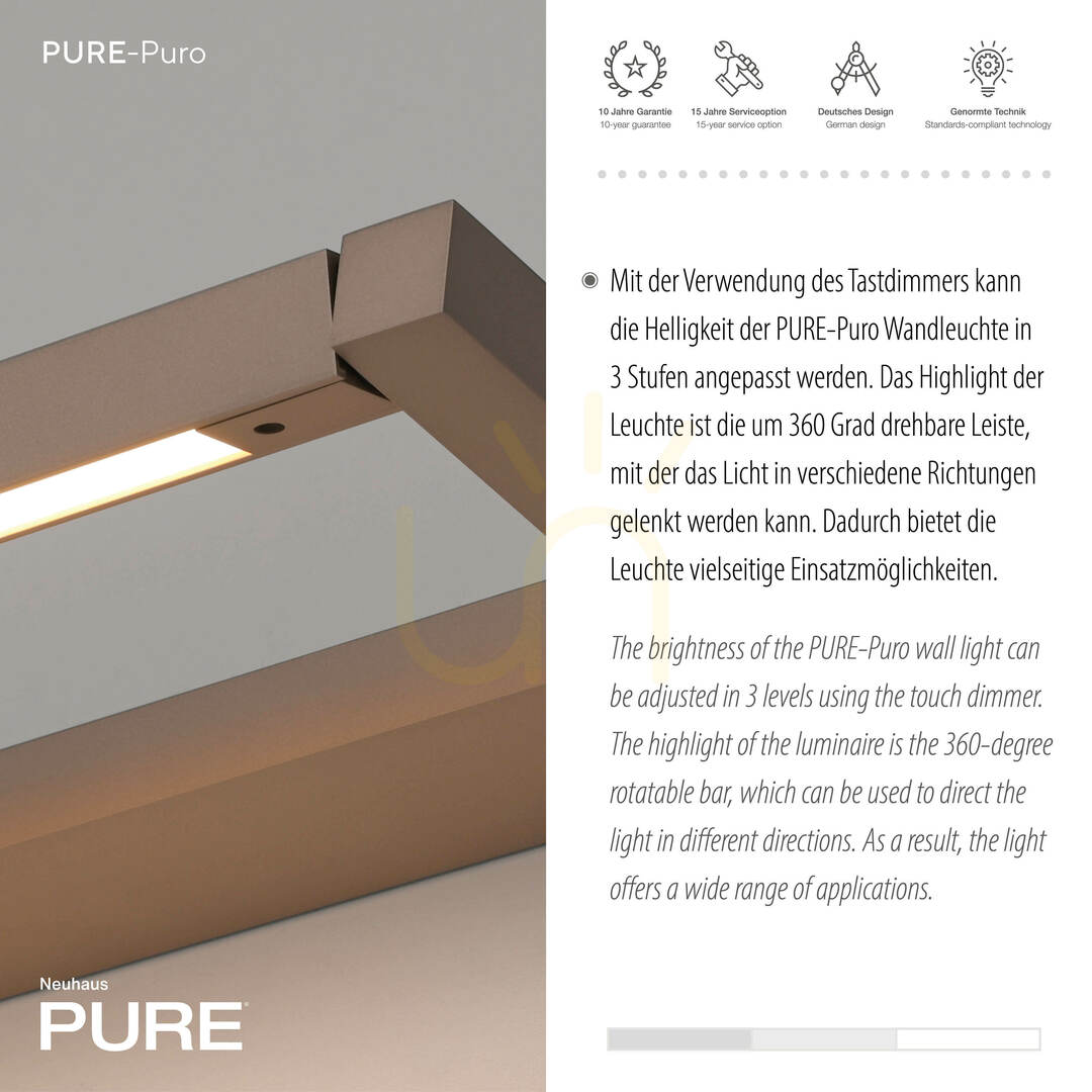 Show PURO 9113-97 Brown Wall Sconce, 1xLED PURO 9113-97 Brown Wall Sconce, 1xLED