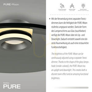 PURE MOON 6095-15 Ceiling Light, Gray, 2xLED small 4