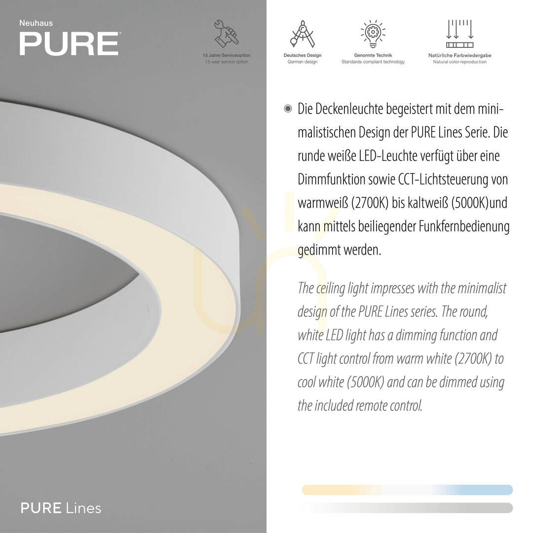 View PURE LINES ROUND 6310-16 Ceiling Light, White, 1xLED PURE LINES ROUND 6310-16 Ceiling Light, White, 1xLED