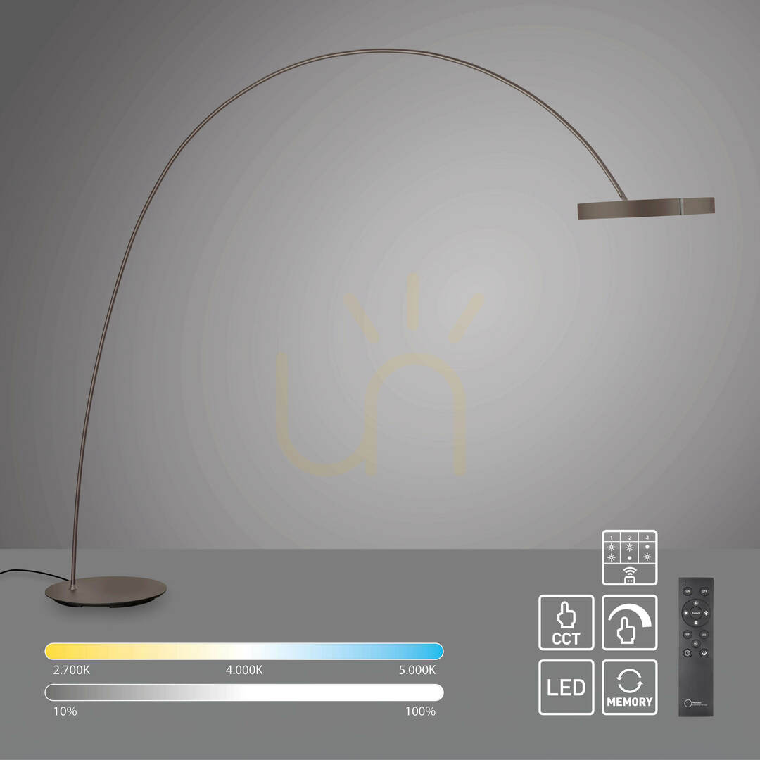 View PURE CLIPSE-BOW 562-34 Floor Lamp, Brown, 2xLED PURE CLIPSE-BOW 562-34 Floor Lamp, Brown, 2xLED