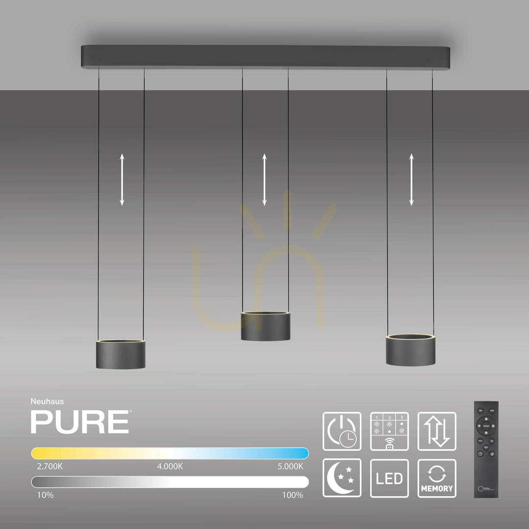 View PURE CLIPSE 2473-15 Gray 6xLED Pendant Light PURE CLIPSE 2473-15 Gray 6xLED Pendant Light