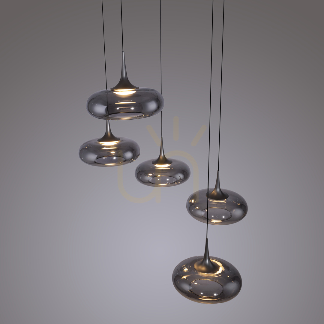 View POSH 15694-15 Gray 5xLED Pendant Light POSH 15694-15 Gray 5xLED Pendant Light