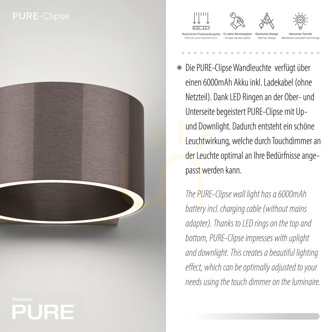 Preview PURE CLIPSE 8561-34 Brown 2xLED Wall Sconce PURE CLIPSE 8561-34 Brown 2xLED Wall Sconce