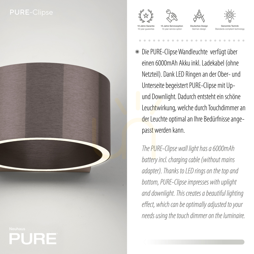 Display PURE CLIPSE 8561-34 Brown 2xLED Wall Sconce PURE CLIPSE 8561-34 Brown 2xLED Wall Sconce