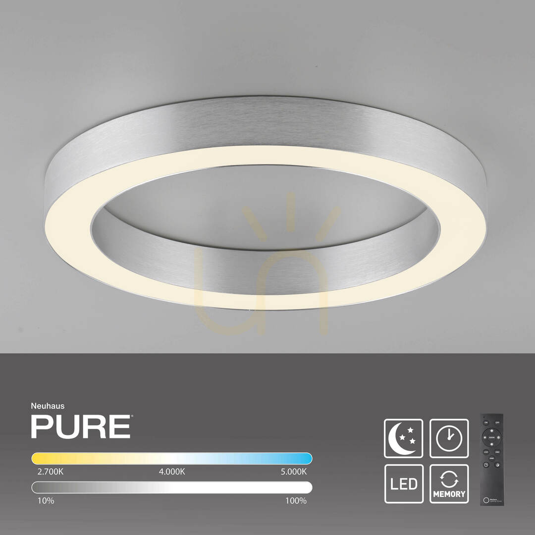 View PURE LINES ROUND 6310-95 Ceiling Light, Silver, 1xLED PURE LINES ROUND 6310-95 Ceiling Light, Silver, 1xLED