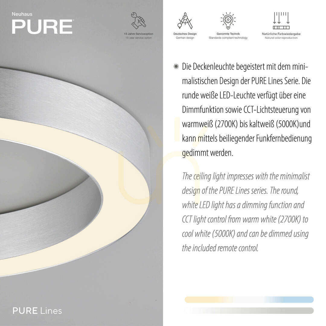 Display PURE LINES ROUND 6310-95 Ceiling Light, Silver, 1xLED PURE LINES ROUND 6310-95 Ceiling Light, Silver, 1xLED