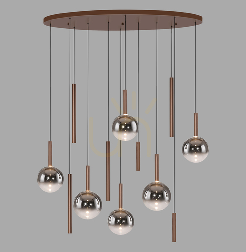 Check BOWL 2288-23 Pendant Light, Brown, 12xLED