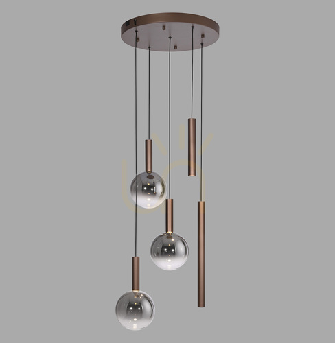 Check BOWL 2285-23 Brown 5xLED Pendant Light