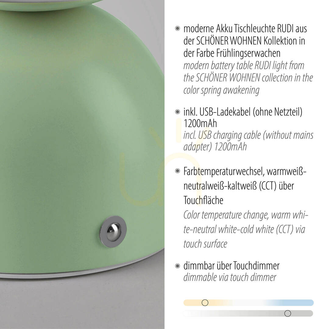 View RUDI 19218-43 Green 1xLED Table Lamp RUDI 19218-43 Green 1xLED Table Lamp