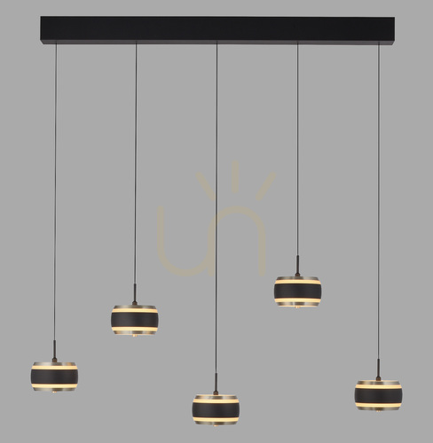 Check PURE FALLING RINGS 2504-18 Black 5xLED Pendant Light