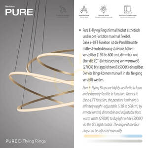 PURE E-FLYING RINGS 2566-97 Brown 1xLED Pendant Light small 8