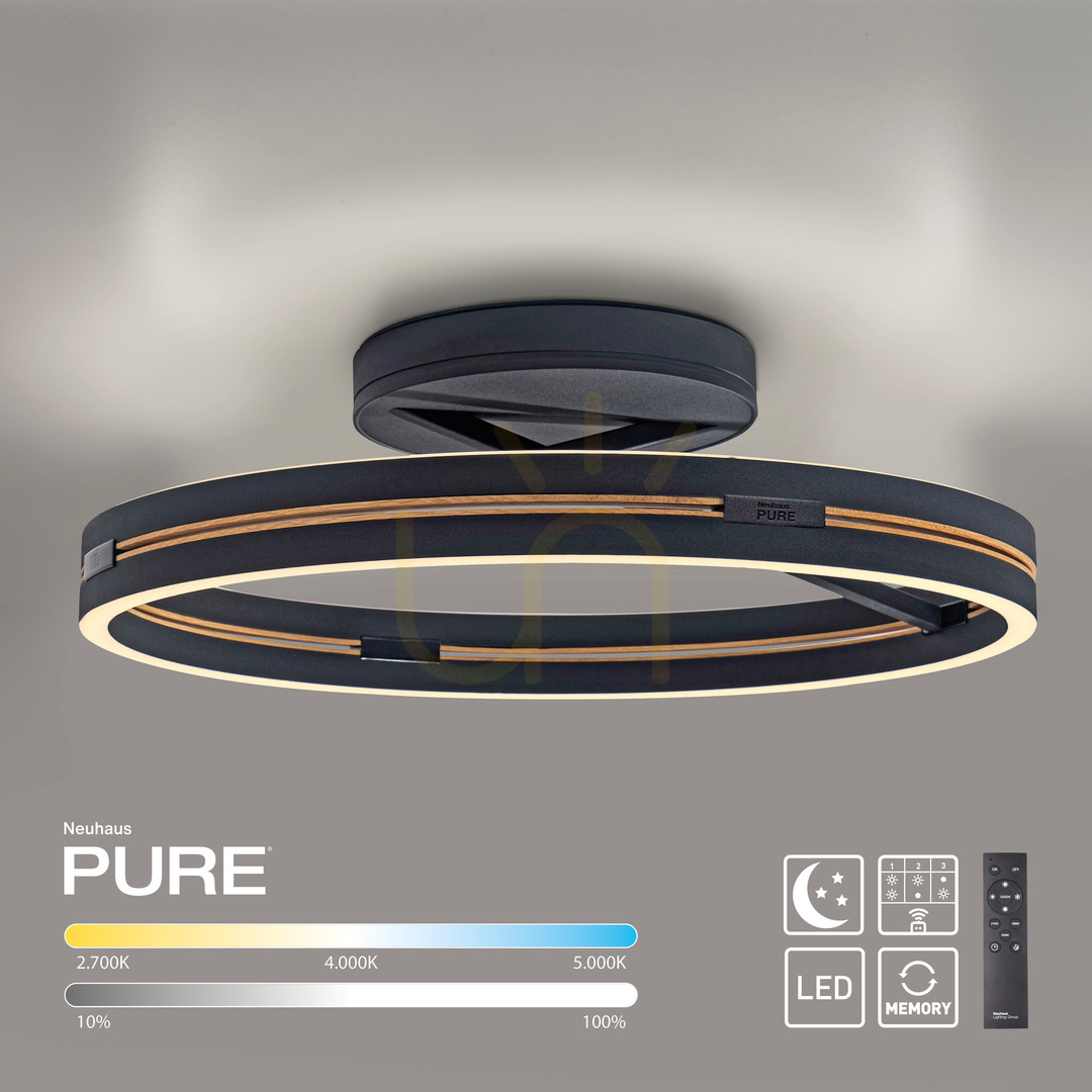 Check PURE LOOP 6552-18 Black Ceiling Light, 2xLED PURE LOOP 6552-18 Black Ceiling Light, 2xLED