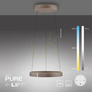 PURE E-CLIPSE 2560-34 LED Pendant Light, Electric Height Adjustment via Remote Control, Brown small 6