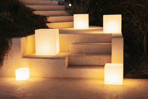 CUBY 3186 White Garden Table, 1xLED small 5