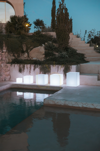 CUBY 3186 White Garden Table, 1xLED small 6