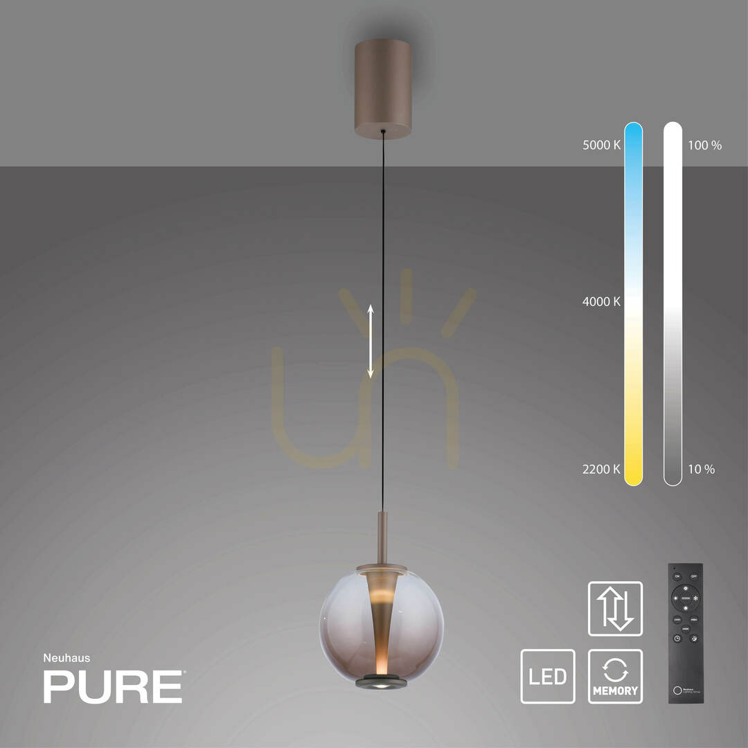 View PURE INFINITY 2220-97 Pendant Light, Brown, 1xLED PURE INFINITY 2220-97 Pendant Light, Brown, 1xLED