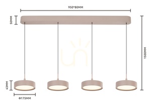 VALENSOLE Straight 4-Light Pendant Lamp, Cashmere, 7062-413 Aviano small 5
