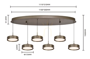 VALENSOLE Oval 6-Light Pendant Light, Brown 7062-621 Aviano small 6