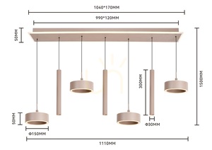 CARNAC Straight 7-Light Pendant Lamp, Cashmere 7040-813 Aviano small 8