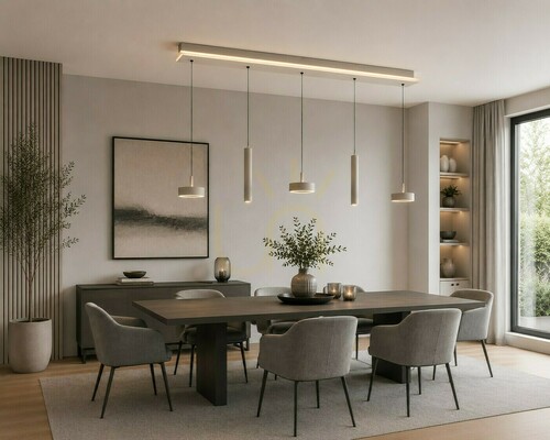 Check CARNAC Straight 5-Light Pendant Lamp, Cashmere, 7040-613 Aviano