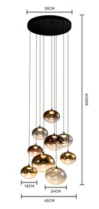 PESARO Round 9-Light Pendant Lamp, Black, 5082-902 Aviano small 5
