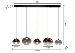 PESARO Straight 5-Light Pendant Lamp, Black, 7082-502, Aviano small 2