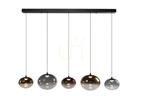 Check PESARO Straight 5-Light Pendant Lamp, Black, 7082-502, Aviano